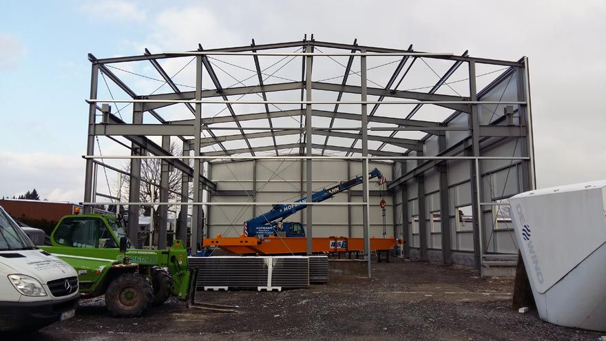 Neubau einer Lagerhalle mit Bürotrakt und Betriebswohnung in Blomberg