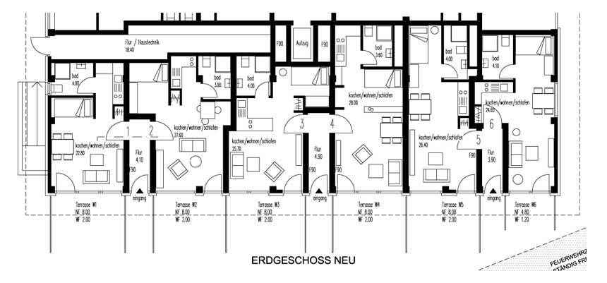 Umnutzung eines Restaurants zu 6 Wohneinheiten in Detmold